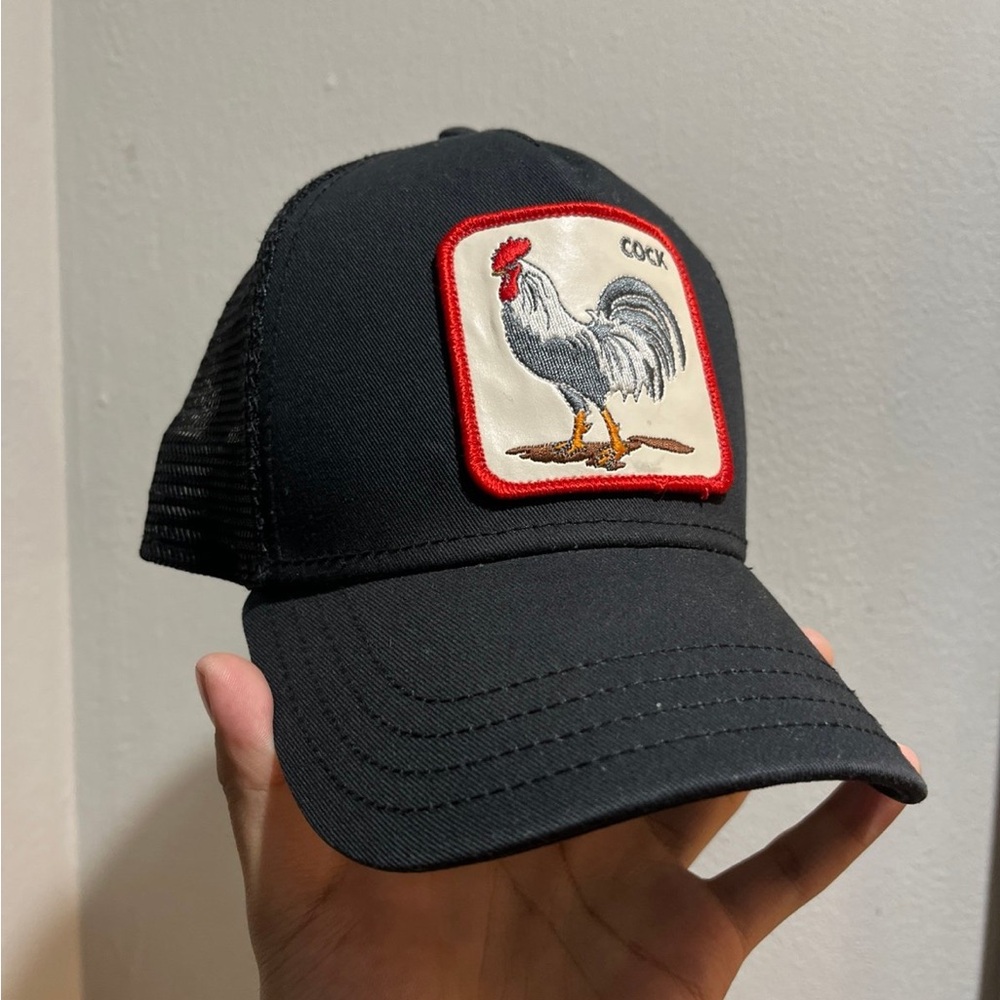 Goorin Bros Black Trucker Hat with Rooster